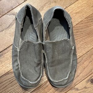 CROCS Olive Tan Canvas Slip-Ons J1